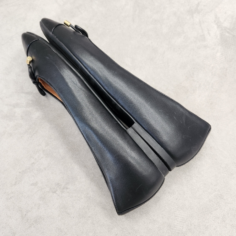 Vionic Ballet Flats 9.5 Black Leather Klara Bow Logo Arch Support Comfy New $150 - Picture 7 of 16